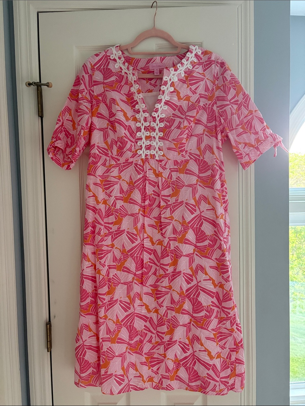 Lilly Pulitzer Pink and Orange Leaf-Print Tunic dress
